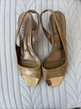 Franco Sarto Metallic Gold Slingback Block Heels
